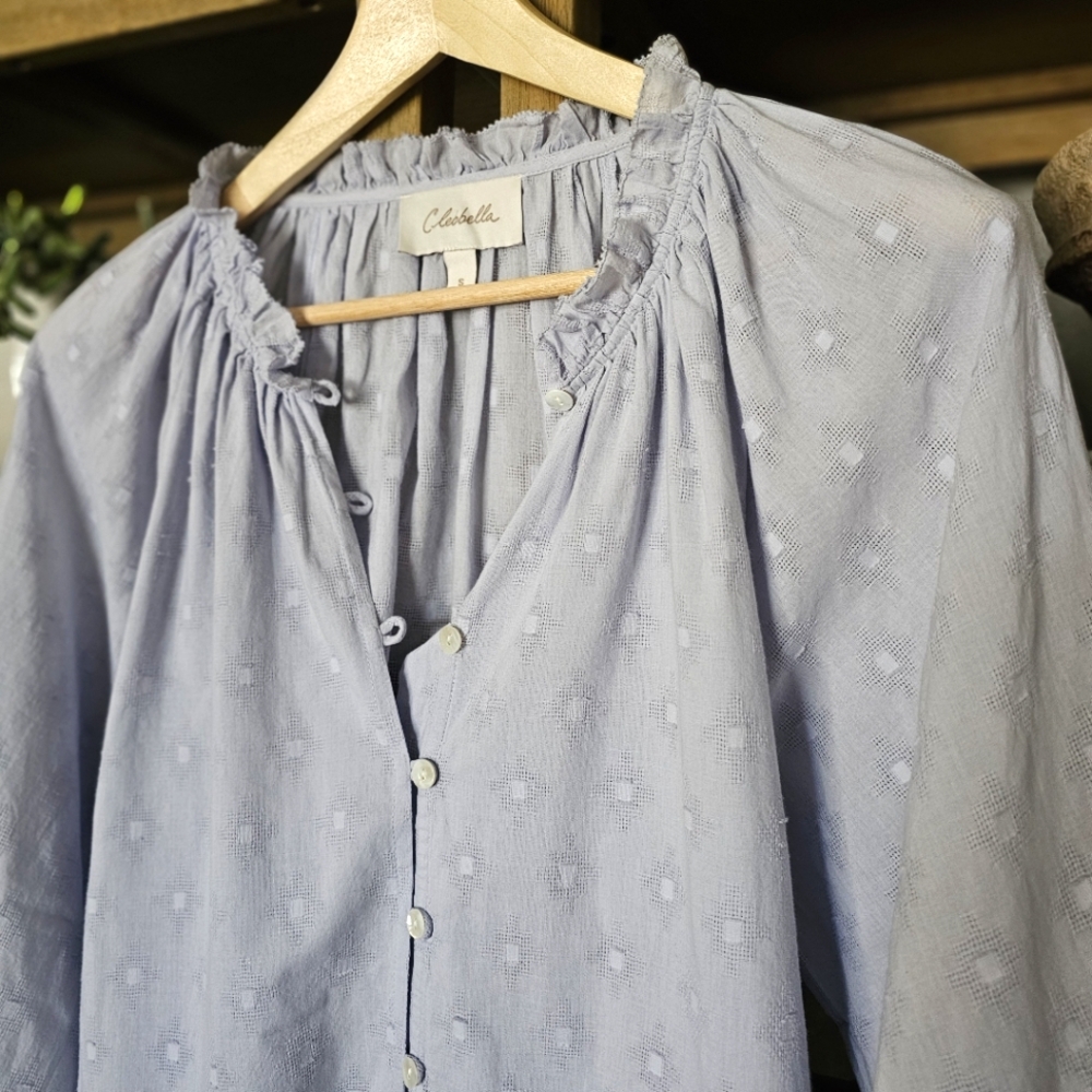 Anthropologie Cleobella Antonia Buttondown Blouse Blue Sz S Orig. $119 - Picture 7 of 10